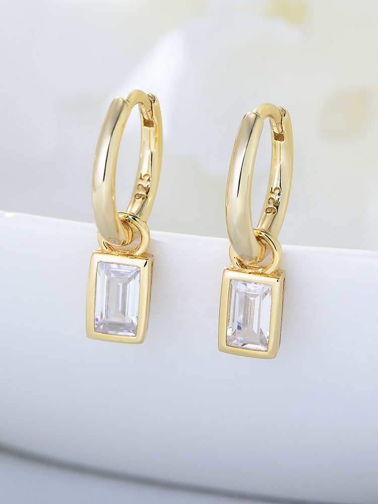 geometrische Tropfenohrringe aus 925er Sterlingsilber mit Zirkonia