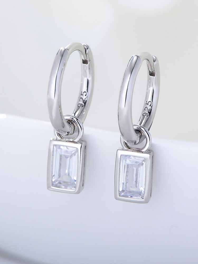 geometrische Tropfenohrringe aus 925er Sterlingsilber mit Zirkonia