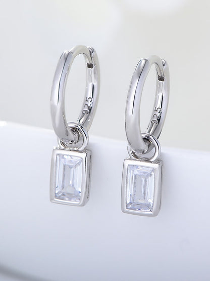 geometrische Tropfenohrringe aus 925er Sterlingsilber mit Zirkonia