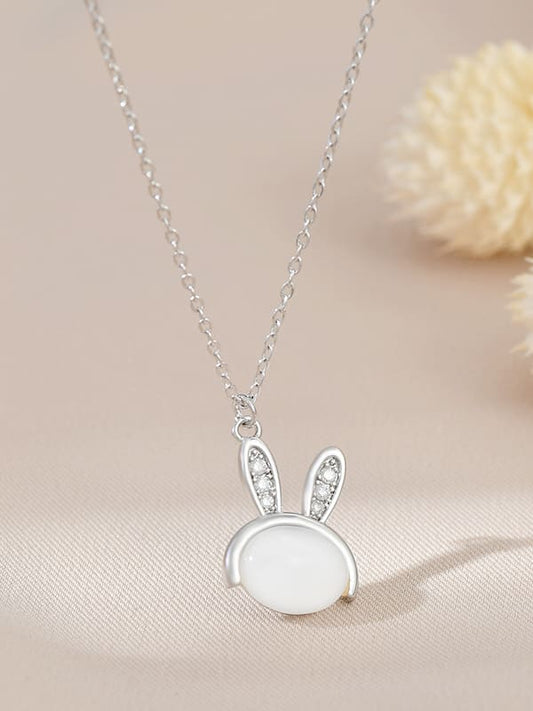 brass cats eye rabbit cute necklace